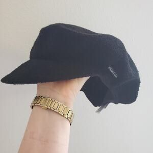 Kangol Hat Cap Fitted Mens XL Black Bermuda Apple Newsboy Stretch Knit